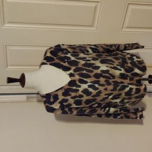 Young fabulous and broke fuzzy animal print v neck sweater size m/l